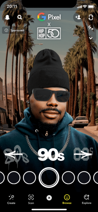 Festivalgoer using Google Pixel AR lens at Hip Hop 50