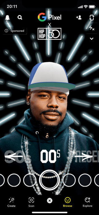 Festivalgoer using Google Pixel AR lens at Hip Hop 50