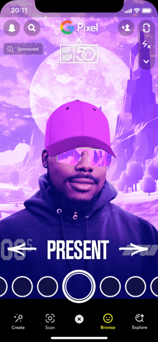 Festivalgoer using Google Pixel AR lens at Hip Hop 50
