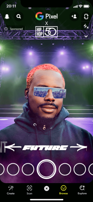 Festivalgoer using Google Pixel AR lens at Hip Hop 50